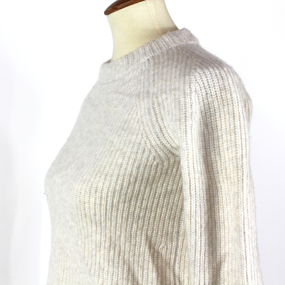 Vince Cashmere Crewneck Sweater Ribbed Knit Beige Cropped Pullover Size S - Picture 3 of 6